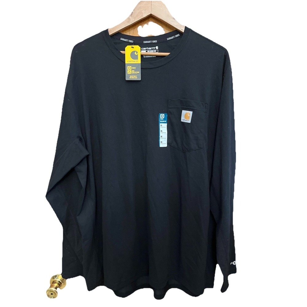 Carhartt Force Fit Midweight Long Sleeve Pocket T Shirt Blk XL Relaxed Fit NWT
